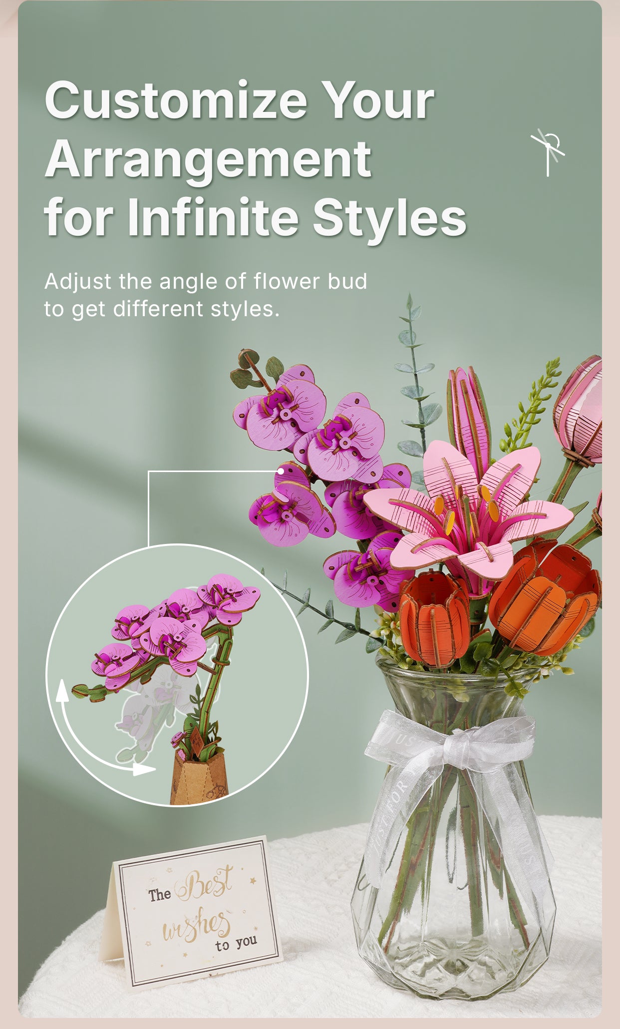Rolife DIY Wooden Flower Purple Moth Orchid TW091