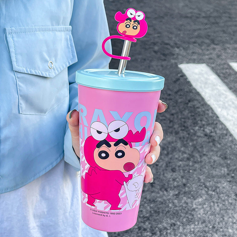 Crayon Shin-chan Large Capacity Straw Water Bottle