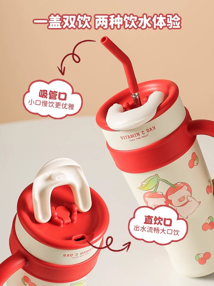 Kawashimaya – Lulu the Piggy Cherry-Red Insulated Tumbler
