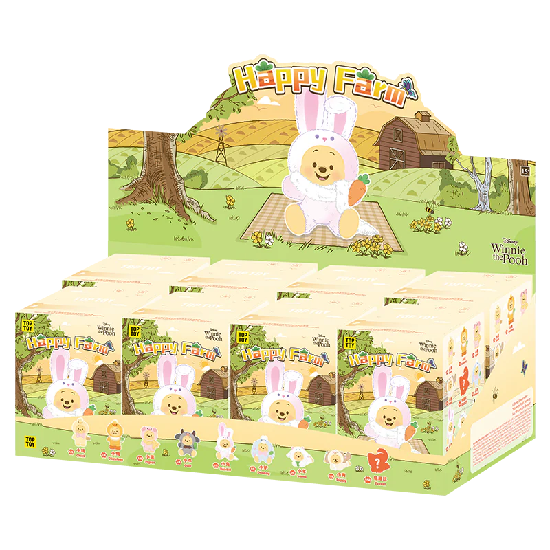 Disney Winnie the Pooh Happy Farm Series Figure Plush Keychain Blind Box
