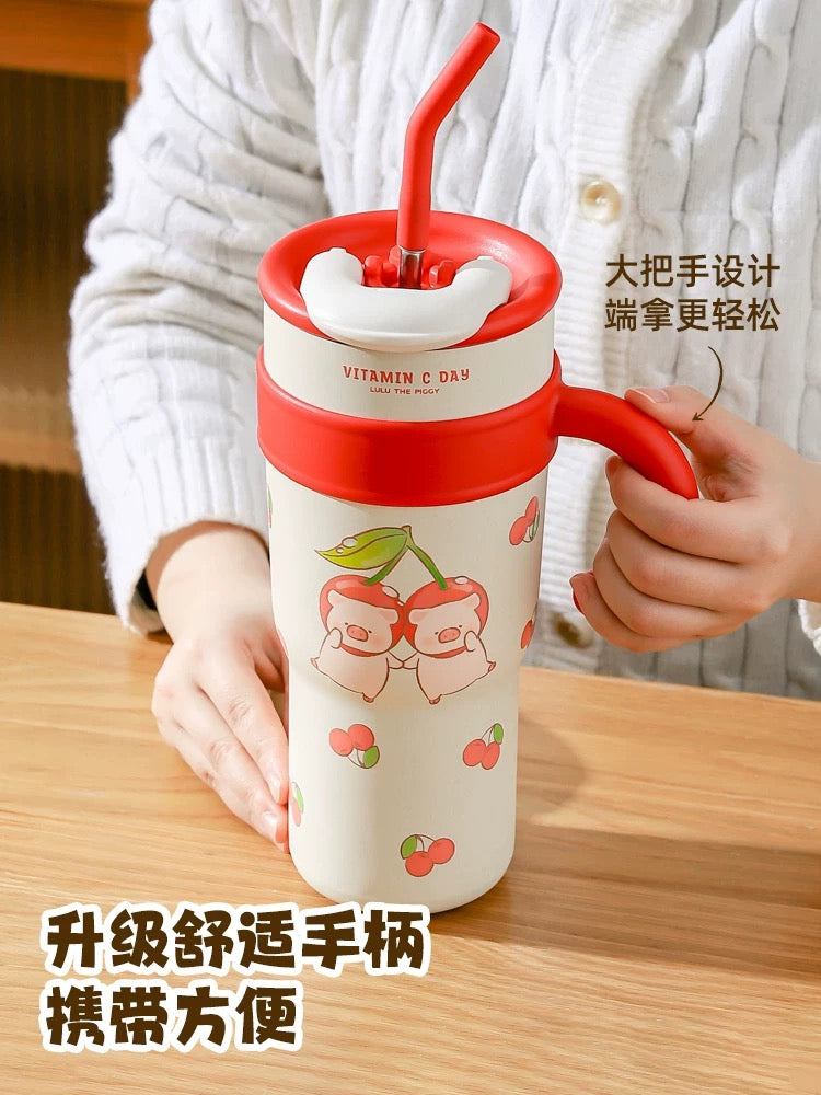 Kawashimaya – Lulu the Piggy Cherry-Red Insulated Tumbler