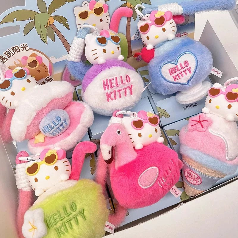 HELLO KITTY Summer Black Skin Series Plush Aroma Blind Box Keychain
