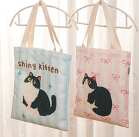 Kawashimaya – “Bow Kitten” Canvas Tote Bag - Pink Color
