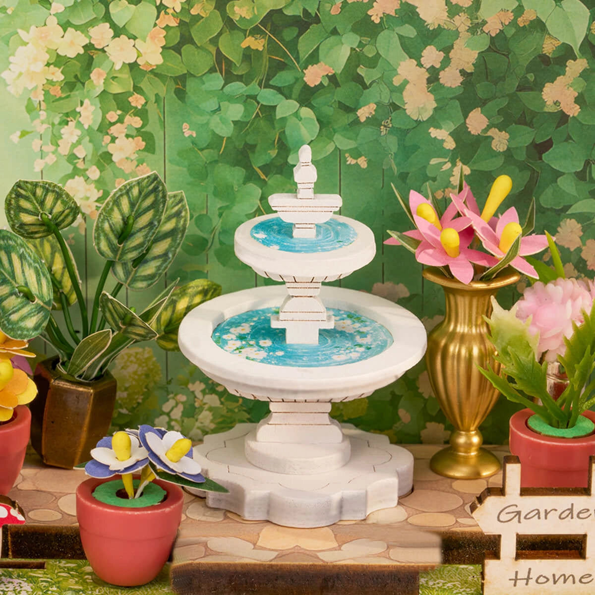 Rolife Green Fountain Garden DIY Miniature House Kit DS049