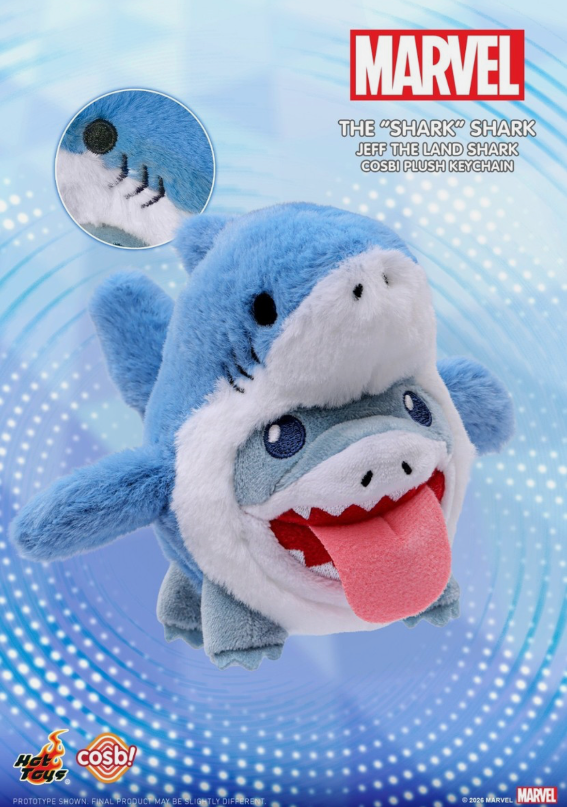 Jeff the Land Shark Cosbi Plush Keychain X Marvel