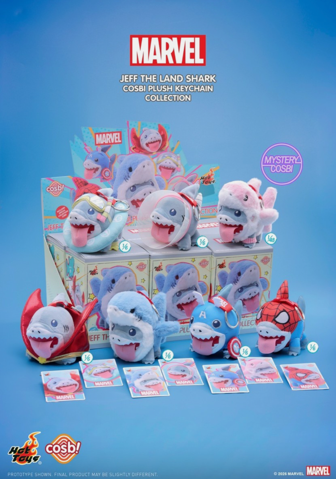 Jeff the Land Shark Cosbi Plush Keychain X Marvel