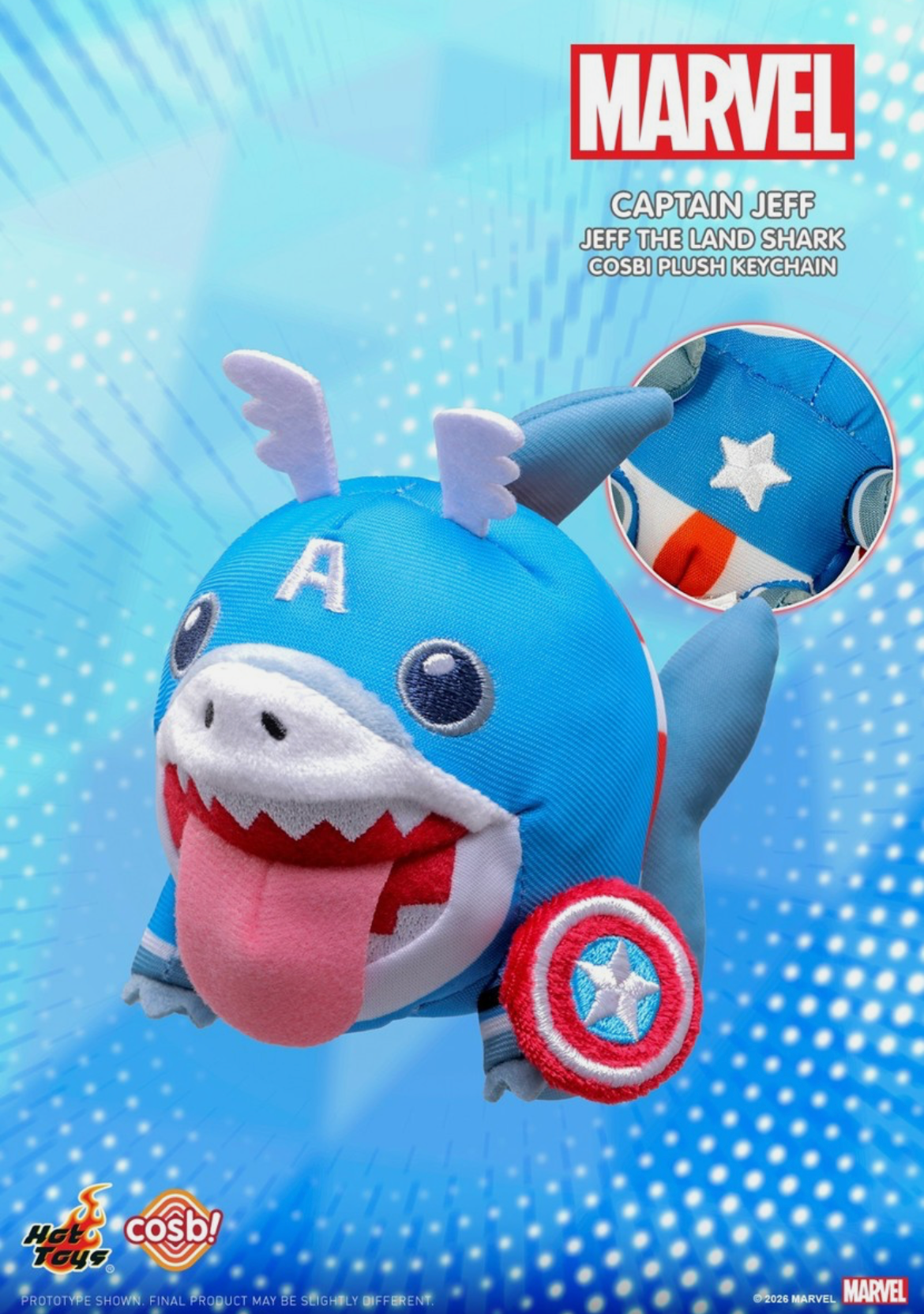 Jeff the Land Shark Cosbi Plush Keychain X Marvel