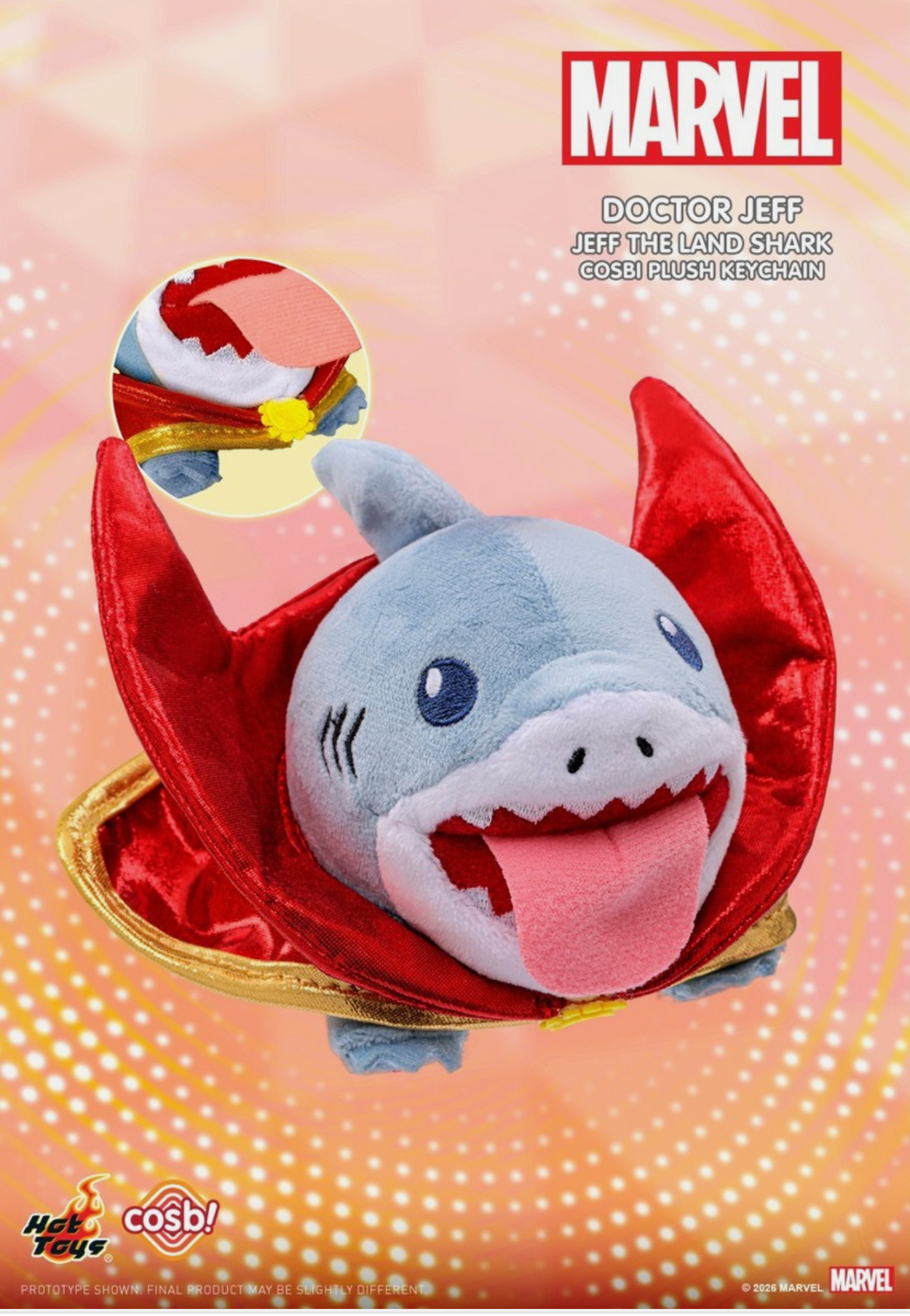 Jeff the Land Shark Cosbi Plush Keychain X Marvel