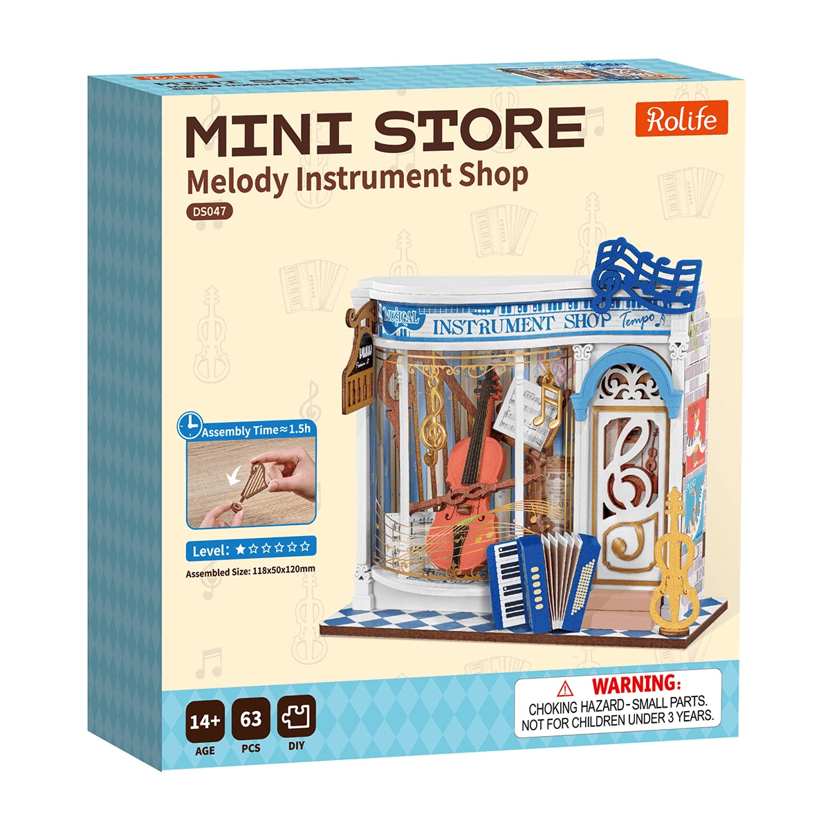 Rolife Melody Instrument Shop DIY Miniature House Kit DS047