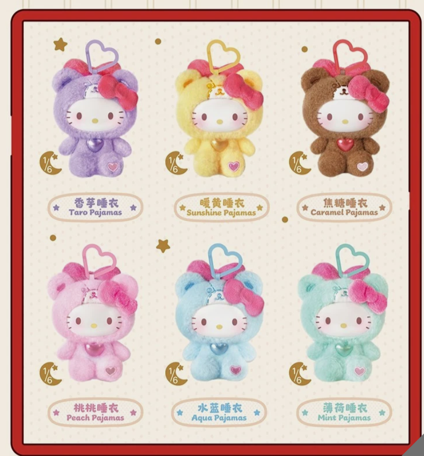 TOP TOY Hello Kitty Teddy Pajamas Plush Pendant Blind Box Taro Pajamas New