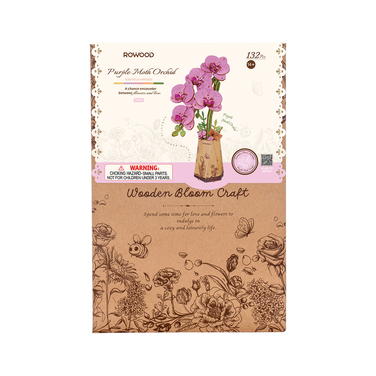 Rolife DIY Wooden Flower Purple Moth Orchid TW091