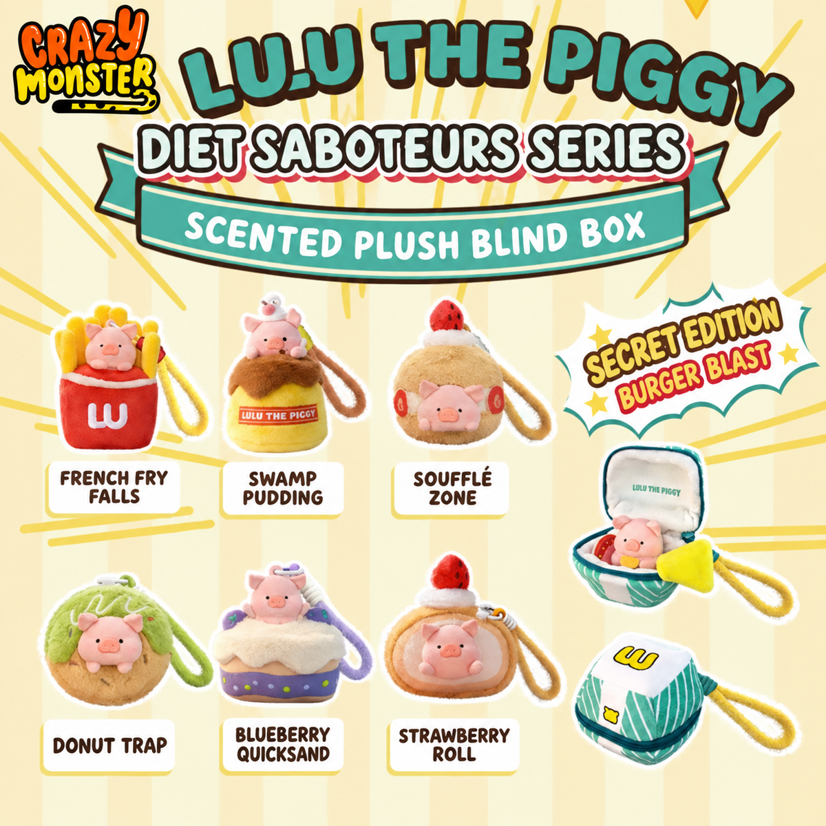 Lulu the Piggy Diet Saboteurs Scented Plush Keychain Blind Box