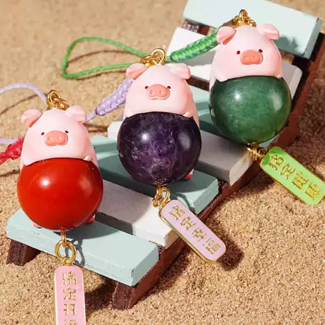 LuLu the Piggy – Lucky Amulet Blind Box Pendant | Natural Gemstone Series | Authentic Collectible Charm （LuLu 猪 定好运御守盲盒挂件 | 罐头小猪天然宝石系列）