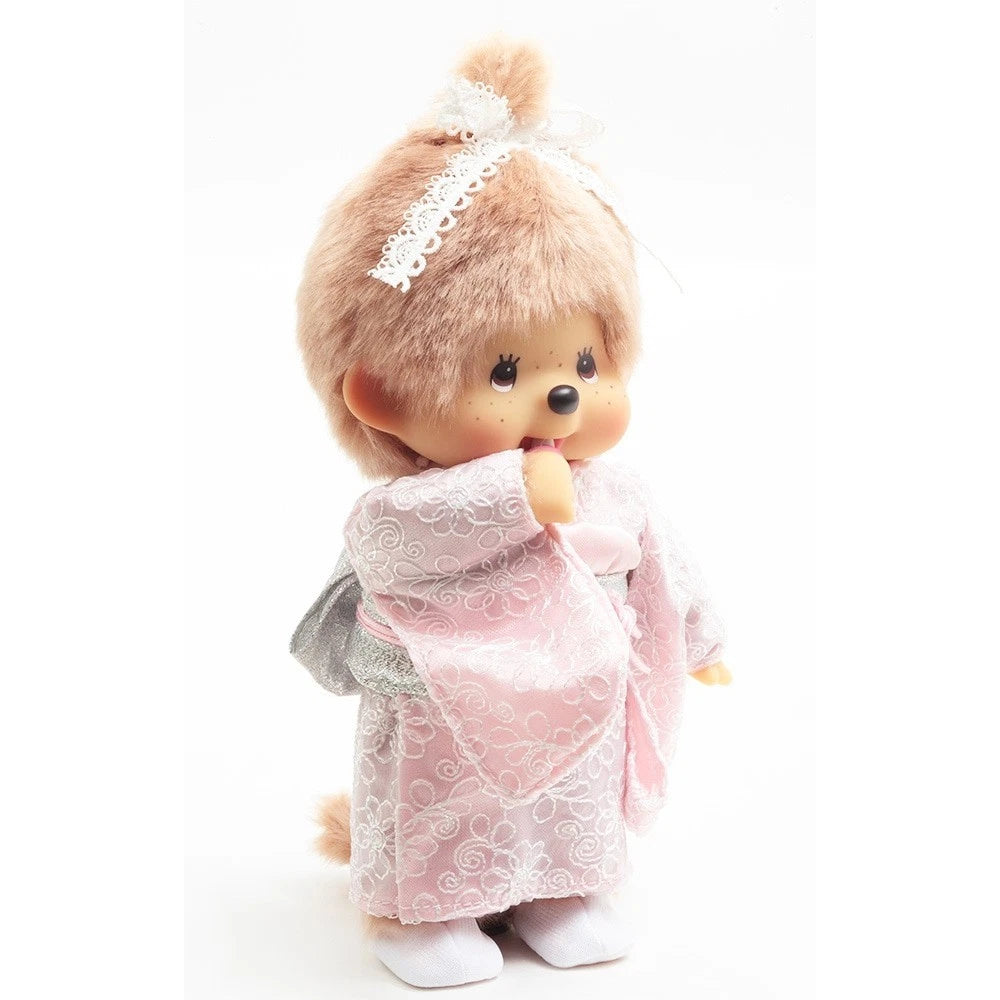 Monchhichi Kimono Girl Plush S Size Milk Tea Brown Sekiguchi Japan Limited New