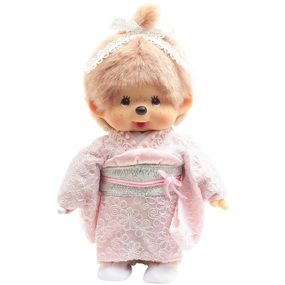 Monchhichi Kimono Girl Plush S Size Milk Tea Brown Sekiguchi Japan Limited New