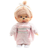 Monchhichi Kimono Girl Plush S Size Milk Tea Brown Sekiguchi Japan Limited New