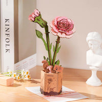 Rolife DIY Wooden Flower Pink Carnation TW051